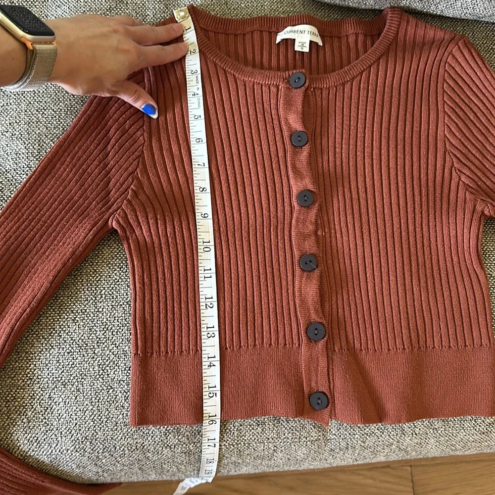 Vici Collection Rust Ribbed Button-Up Cropped Cardigan - Picture 12 of 12
